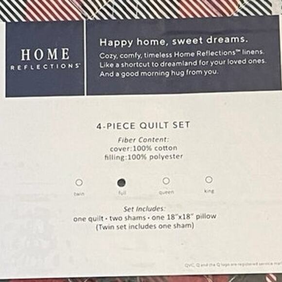 Home Reflections NEW Reversible Holiday Plaid Quilt Sham Pillow Set Full Double - Picture 11 of 13